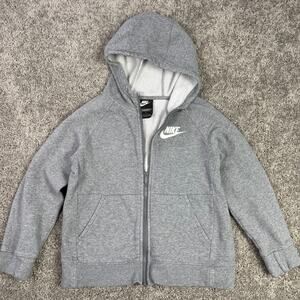 Nike Zip Up Embroidered Hoodie Gray Size Youth Medium Standard Fit